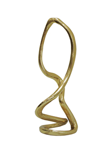 Abstract Gold Twisted Aluminum Sculpture - Modern Minimalist Fluid Wave Tabletop Decorative <b>Object</b> - Product Image 3