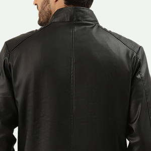 Nouvelle arrivée : veste en cuir pour homme avec col montant et logo sur le devant, streetwear de haute qualité pour unisexe, service OEM disponible - Product Image 5