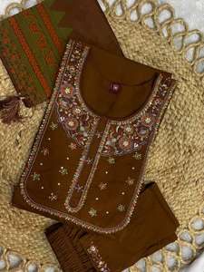 Trendy Designer Indian Pakistani <b>Viscose</b> <b>Silk</b> <b>Fabric</b> Salwar Suit Latest Exclusive Women Fancy New Party Wedding Casual Wear - Product Image 4