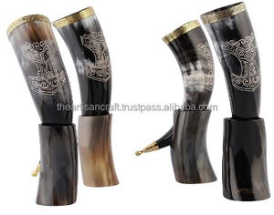 Juego de regalo de cuerno para beber para hombres Juego de cuerno auténtico para juego de cuerno para beber Premium para festivales y Bar en casa de Artisan Craft - Product Image 2
