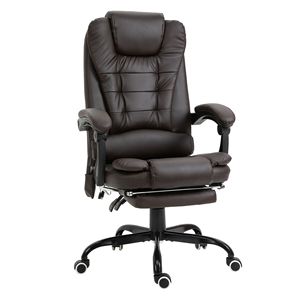 Sedia da Ufficio Ergonomica Marrone con Massaggio a 7 Punti e Poggiapiedi Retrattile, Sedia Direzionale in Rete - Product Image 1