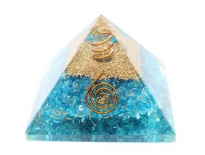 Vente en gros de pyramide orgone aigue-marine faite à la main cristaux de guérison spirituelle pyramides de cristal orgonite protection EMF et cadeau - Product Image 2