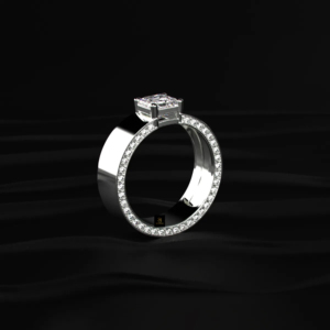 Anillo de hombre con solitario princesa cultivado en laboratorio, diamante oculto certificado IGI, de color D a F, 2.50 ct en el centro, 0.30 ct en los laterales, 2.80 ct en total, corte radiante. - Product Image 2