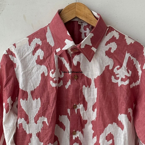 Camisa Casual con Estampado Floral para Mujer, Hecha a Mano con Tela de Algodón Suave, Cuello con Botones, Transpirable, para Verano, Roja y Blanca, en Oferta - Product Image 2