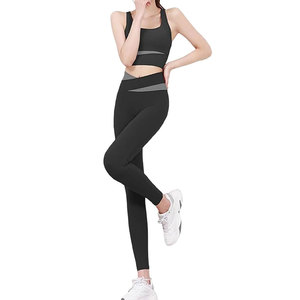 Breathable Seamless Yoga Set Custom Private Label Elastic Waist Fully Customized Printing Solid Color Women Yoga Wears Set - Product Image 4