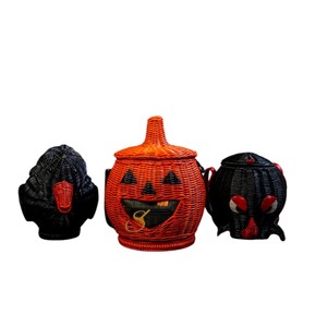 Premium Jack O <b>Lantern</b> <b>Rattan</b> Storage Basket Handcrafted Orange Pumpkin Wicker Handbag Playful Festive Organizer - Product Image 4