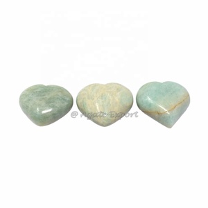 Artisanat en pierre semi-précieuse pierres de cœur en pierres précieuses Coeurs en pierre gonflée Aventurine bleue Coeurs gonflés - Product Image 6