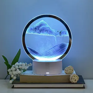 Creative Modern Quicksand RGB Table Lamp 3d Home Decor Living Room Bedside Table Round Art Decorate Light