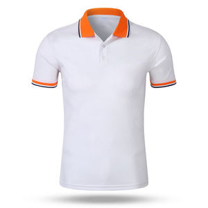 Men's Light Blue Short Sleeve for Shirt Navy <b>Orange</b> Trim Casual Knitted Solid Color Design 100% Cotton Breathable Custom - Product Image 2