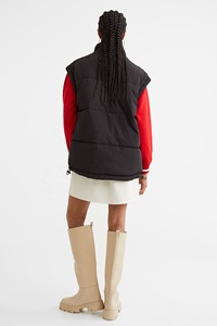 Abrigo de invierno para mujer, chaqueta acolchada a prueba de viento con logotipo personalizado, chaleco con cuello levantado, ropa exterior de algodón sin mangas cálida - Product Image 5