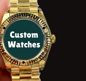 Reloj Mecánico de Hombre con Caja Redonda de Diseño Personalizado Hecha a Mano, Esfera con Números Romanos Verdes y Movimiento de Cuarzo Chapado en Oro - Product Image 4