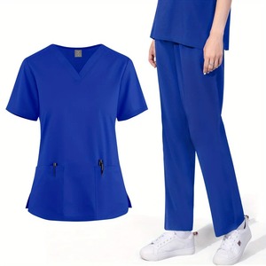ชุดยูนิฟอร์มพยาบาลแบบแห้งเร็ว คอวี ผ้าทอ ทรงขากระบอก ใส่สบาย สำหรับทุกเพศ มีหลายสีให้เลือก - Product Image 5