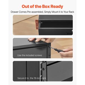 2U Rack Mount Server Cabinet Case <b>Lockable</b> with Sliding <b>Drawer</b> 50 Lbs Max Load-Bearing Cable Management Hole - Product Image 6