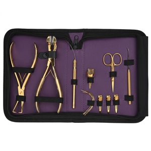 Professional Hair Extension Installation Tool Kit Micro Ring Removal Tape In Bonding Pliers Loop <b>Needle</b> Hair Partition Clips - Product Image 1