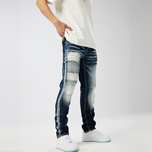 Jeans en denim vintage droits pour femmes et hommes, en coton, avec logo frontal, ODM, haute qualité, prix bas, vente en gros - Product Image 3