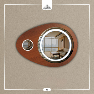 Espejo de aumento LED con acabado de madera, elegante y sin marco, diseño decorativo de pared, ecológico y ligero. - Product Image 2