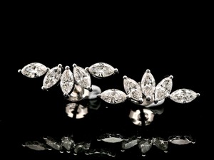 Boucles d'oreilles clous en moissanite taille marquise Sunburst avec grappe de pierres en argent 925, magnifiques clous de mariée pour mariage, bijoux fins, cadeau pour elle - Product Image 2