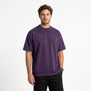 Nueva Camiseta Extra Grande de Gran Resistencia con Estampado, Color Sólido, LOGO Personalizado, Lavado Ácido, Estilo Vintage - Product Image 2