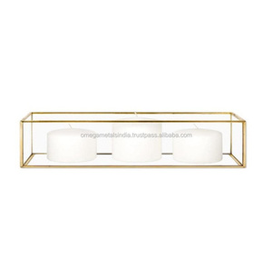 Pièce maîtresse de table de mariage en métal et branche en métal Candélabre Bougeoir votif à trois verres - Product Image 5