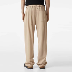 Pantalon habillé plissé beige pour homme, taille haute, coupe décontractée, jambe droite, pantalon formel, pantalon ajusté élégant et décontracté - Product Image 2