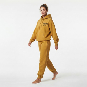 Conjunto deportivo de mujer con hombros caídos, sudadera con capucha y pantalones jogger, conjunto transpirable de algodón y felpa. - Product Image 4