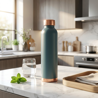 Bouteille d'eau Mosaic E-Comm 100% cuivre pur, écologique, 950 ml |   Sans BPA, anti-fuite, propriétés antioxydantes |   Fabriqué en Inde