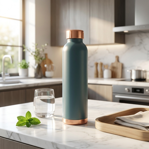 Botella de Agua Mosaic E-Comm 100% Cobre Puro Ecológica de 950 ml |   Libre de BPA, a prueba de fugas, con propiedades antioxidantes |   Hecho en India - Product Image 1