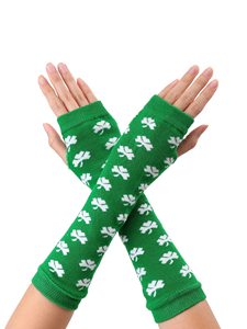 Green Clover Printed <b>Arm</b> <b>Sleeves</b> Unisex Adult Breathable Knitted <b>Sleeve</b> UV Protection <b>Compression</b> <b>Arm</b> <b>Sleeve</b> - Product Image 1