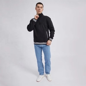 Men Fashion Hoodie Oversized Streetwear Pullover Custom Logo OEM Wholesale Manufacturing Men's Black Quarter Zip hoodies - Product Image 6
