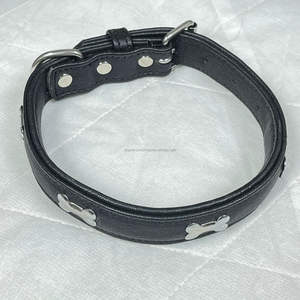 Premium Factory Wholesale Genuine Cowhide Leather Dog Collar with Metal <b>Bone</b> Multiple Design Neck Collar Accessory for Pets - Product Image 6