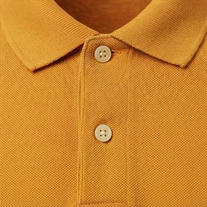 Men's Mustard <b>Yellow</b> Short Sleeve Cotton Pique <b>Polo</b> <b>Shirt</b> Casual Breathable Regular Fit Solid Knitted Design - Product Image 4