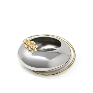 Elegant <b>Decorative</b> Stainless Steel Serving Bowl Set with Anti-Skid Base and Premium <b>Lid</b> Handle for Dining Table Presentation - Product Image 3