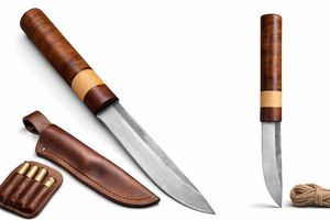 Cuchillo Yakut de Acero al Carbono Forjado a Mano |   Mango de palisandro, funda de cuero, herramienta para bushcraft, camping, caza - Product Image 1