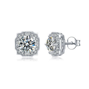 Pendientes de Diamantes Clásicos de Oro Blanco para Mujer, Corte Brillante Redondo, Color G, Diamantes Naturales, Joyería de Compromiso - Product Image 1