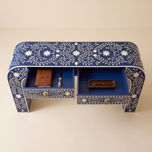 Mesa de Consola con Diseño Floral y Incrustaciones de Hueso Hechas a Mano, con Cajón de Almacenamiento para Sala de Estar y Uso en Hoteles - Product Image 4