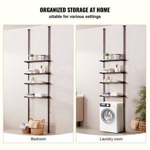 Organizzatore da Bagno a 4 Ripiani Regolabili, Design Moderno, Sopra il WC, 53-132 Pollici di Altezza, Scaffale in Acciaio a Basso Tenore di Carbonio - Product Image 3