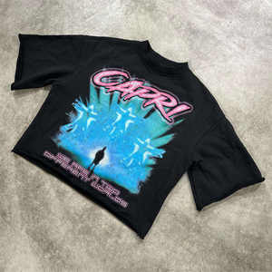 T-shirt graphique personnalisé pour homme en coton French Terry épais, coupe courte et ample, imprimé en sérigraphie - Product Image 1