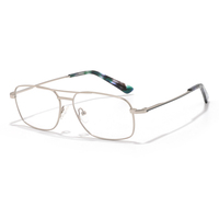 Lunettes rectangulaires en acier inoxydable pour hommes 55 mm, montures optiques métalliques à double pont pour distributeurs et marques privées
