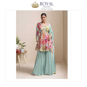 Venta al por Mayor de Ropa India de Nuevo Diseño, Estilo Tradicional, Ropa Casual, Kurti Plazzo de Chinnon Auténtico con Bordado - Product Image 5