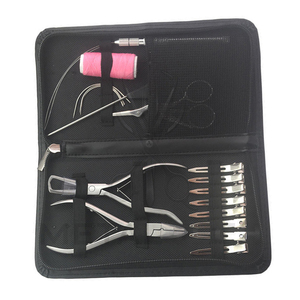 Kit d'application d'extensions capillaires à micro-perles, pinces en acier inoxydable, bobines de fil à tisser, ensemble d'aiguilles de tirage, fournisseur pour salons - Product Image 2