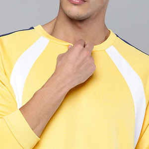 Sweat-shirt à col rond jaune pour homme, coupe classique, couleur unie, jersey tricoté, écologique, respirant, séchage rapide - Product Image 4