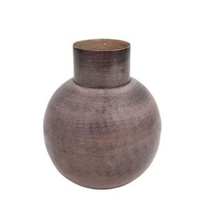 Iron Round Flower <b>Vase</b> Peach Wood <b>Texture</b> Plating American Design Flower Pot for Hotels & Restaurant and Home Decoration - Product Image 3