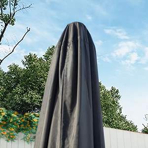 Housse de parasol de patio noire toutes saisons, imperméable et durable en polyester avec aérations intégrées - Product Image 2