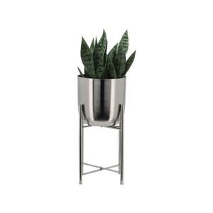 Ensemble de pots et jardinières décoratifs d'intérieur de style américain en métal argenté avec revêtement en poudre, 1 pièce, par ABI OVERSEAS - Product Image 3