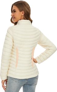 Custom Women's Lightweight <b>Packable</b> Hooded Winter Quilted Puffer <b>Jacket</b> with Detachable Hat & Sleeves Water Resistant - Product Image 2