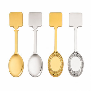 Cucharas Metálicas Personalizadas, Fabricante OEM |   Cuchara de recuerdo en blanco de aleación de zinc fundido |   Digital de tamaño personalizable chapado en plata - Product Image 1