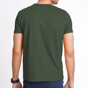 T-shirt pour homme en coton vert uni à col rond, manches courtes, coupe classique, t-shirt décontracté en jersey de coton, teinture unie, col rond, t-shirt pour homme - Product Image 4