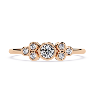 แหวนเพชรทรงกลมแบบฝังขอบทองคำแท้ 14k สำหรับผู้หญิง ดีไซน์คลาสสิกเรียบง่าย สามารถสวมซ้อนกันได้ เหมาะสำหรับเป็นของขวัญในวันครบรอบแต่งงาน - Product Image 5