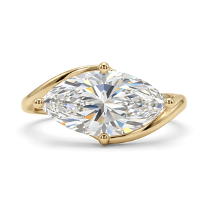 Anillo de diamante cultivado en laboratorio con forma de pera, la imagen de la elegancia romántica, una piedra brillante en forma de lágrima engastada en oro amarillo de 18 quilates. - Product Image 1