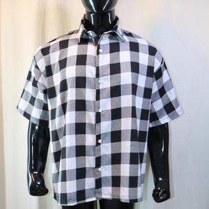 เสื้อเชิ้ตแขนยาวลายสก็อตสีดำขาวสำหรับผู้ชาย คอปกติดกระดุม ผ้าทอ CLUSH SPORTS - Product Image 3